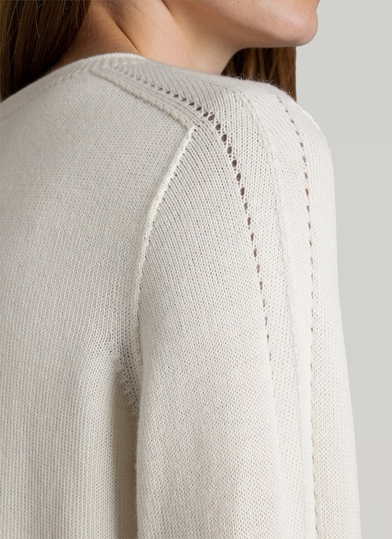 Pullover Rundhals 1/1 Arm New White Frontansicht