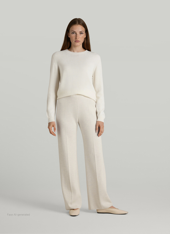 Pullover Rundhals 1/1 Arm New White Frontansicht
