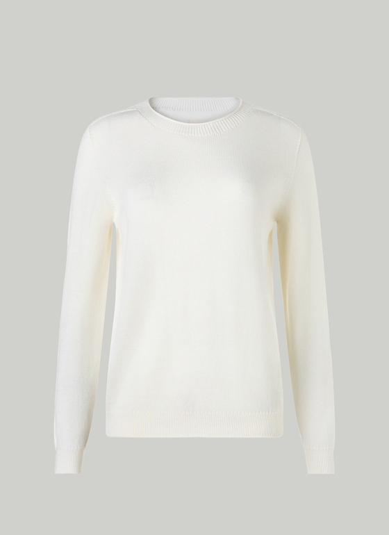 Pullover Rundhals 1/1 Arm New White Frontansicht