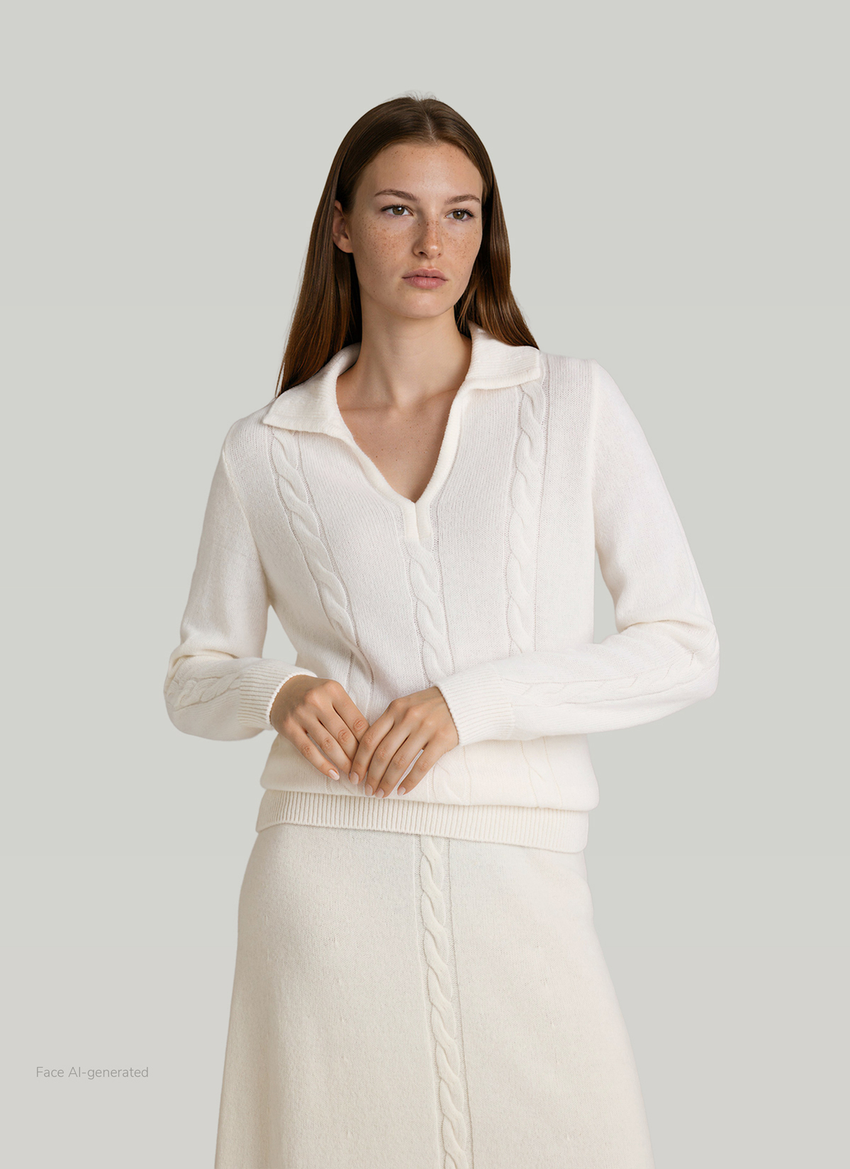 Pullover Polokragen 1/1 Arm, New White Frontansicht