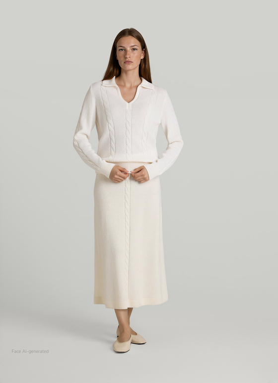 Pullover Polokragen 1/1 Arm New White Frontansicht