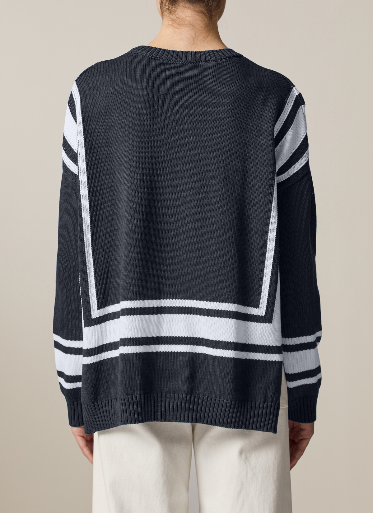Pullover Rundhals 1/1 Arm, Navy Rückansicht