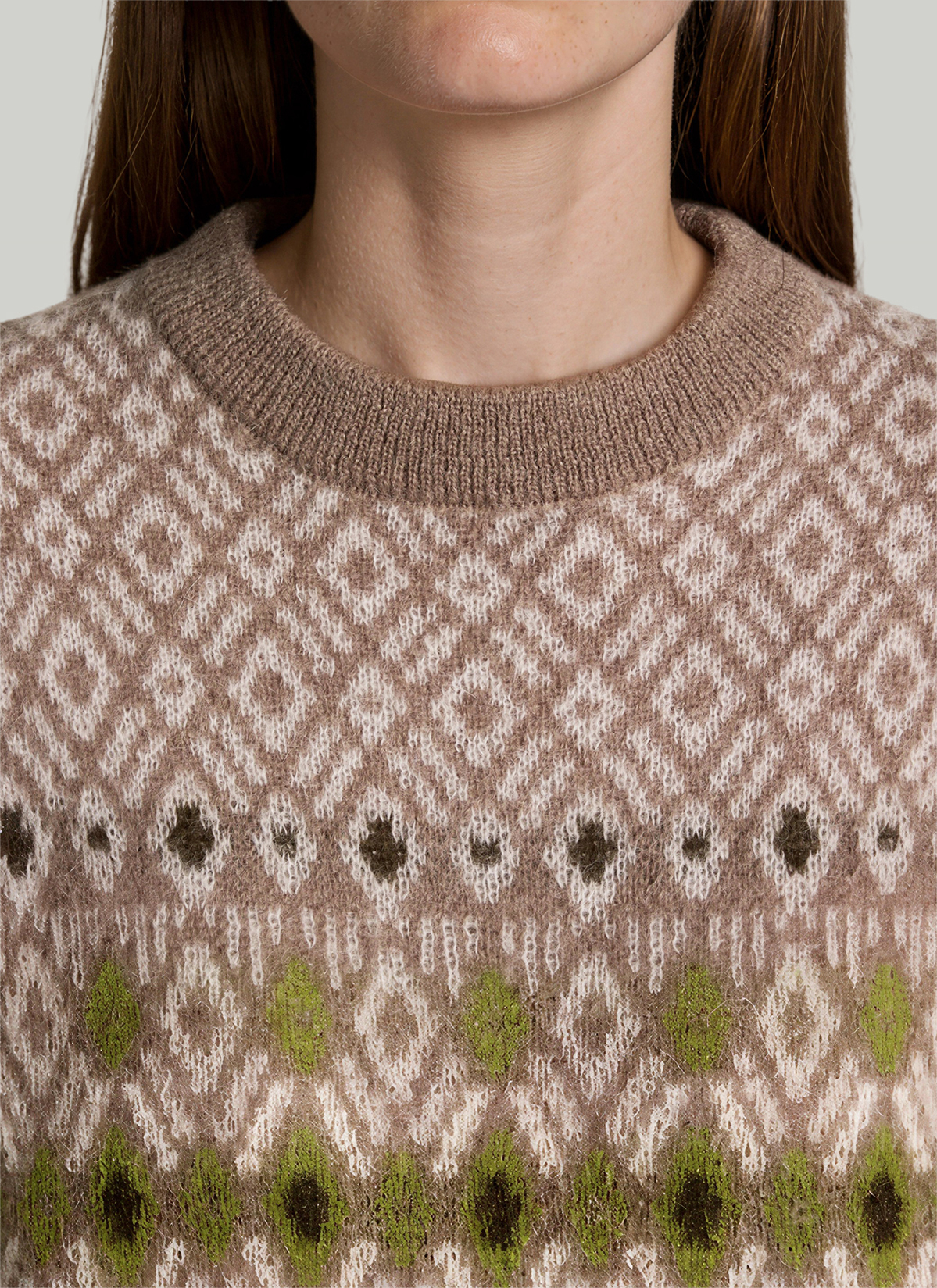 Pullover Rundhals 1/1 Arm, Taupe Grey Detailansicht 1