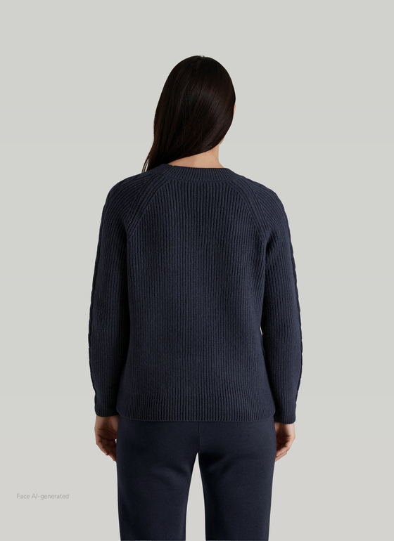 Pullover Rundhals Navy Frontansicht