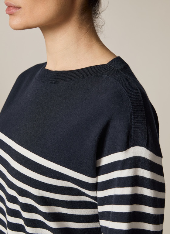 Pullover Rundhals 1/1 Arm Navy Frontansicht