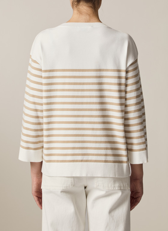 Pullover Rundhals 1/1 Arm Off White Frontansicht