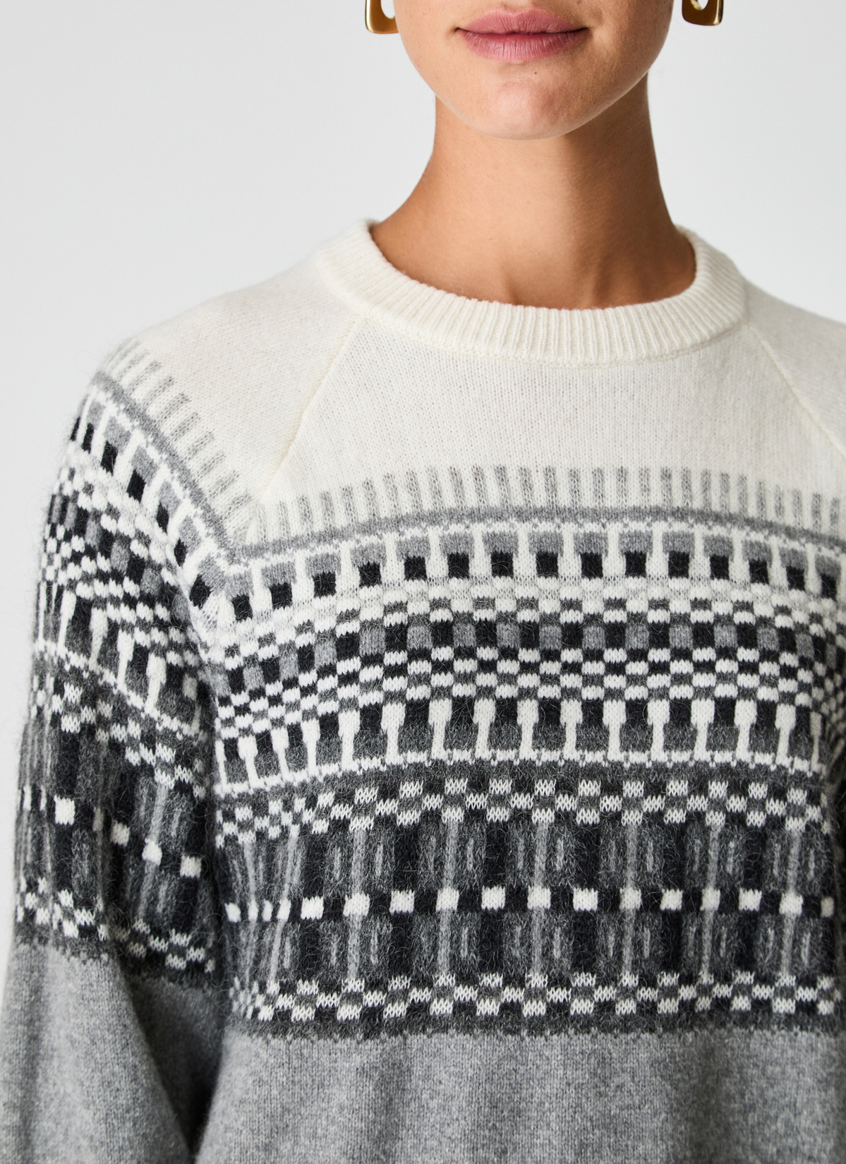 Pullover Rundhals 1/1 Arm, Granite Grey Detailansicht 2