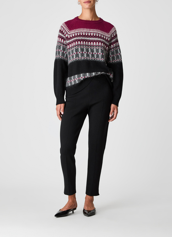Pullover Rundhals 1/1 Arm Bordeaux Frontansicht