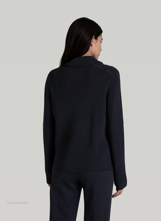 Pullover Troyer 1/1 Arm Navy Frontansicht
