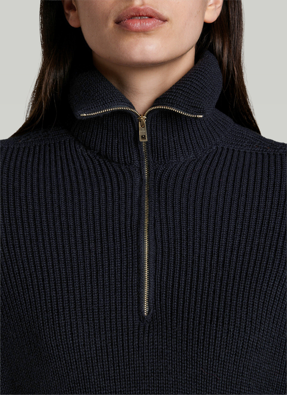 Pullover Troyer 1/1 Arm Navy Frontansicht
