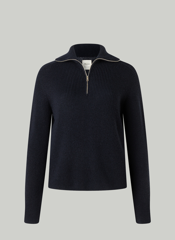 Pullover Troyer 1/1 Arm Navy Frontansicht