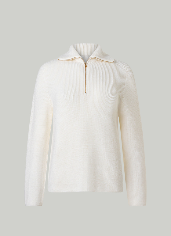 Pullover Troyer 1/1 Arm New White Frontansicht