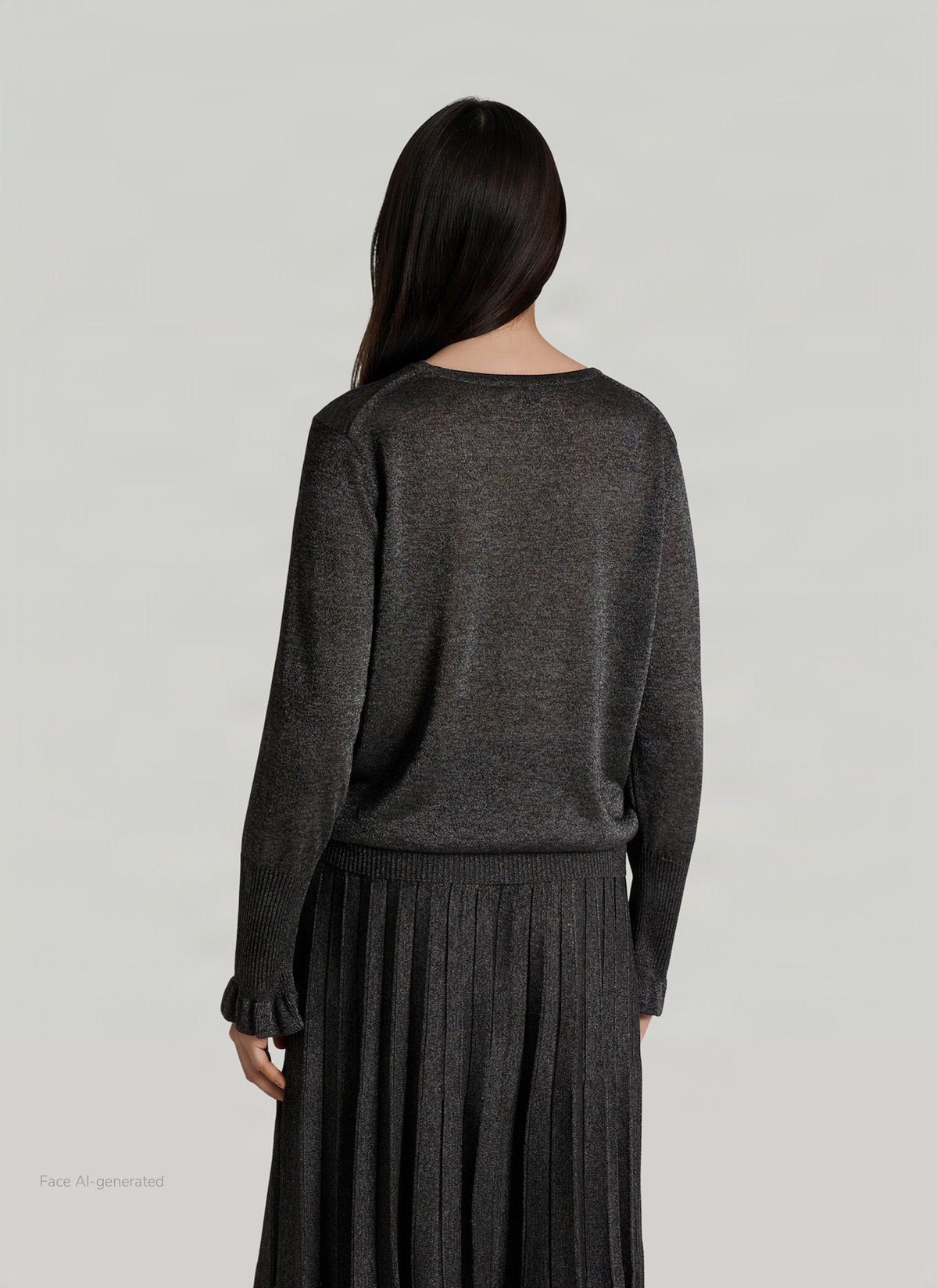 Pullover Rundhals 1/1 Arm, Black Rückansicht