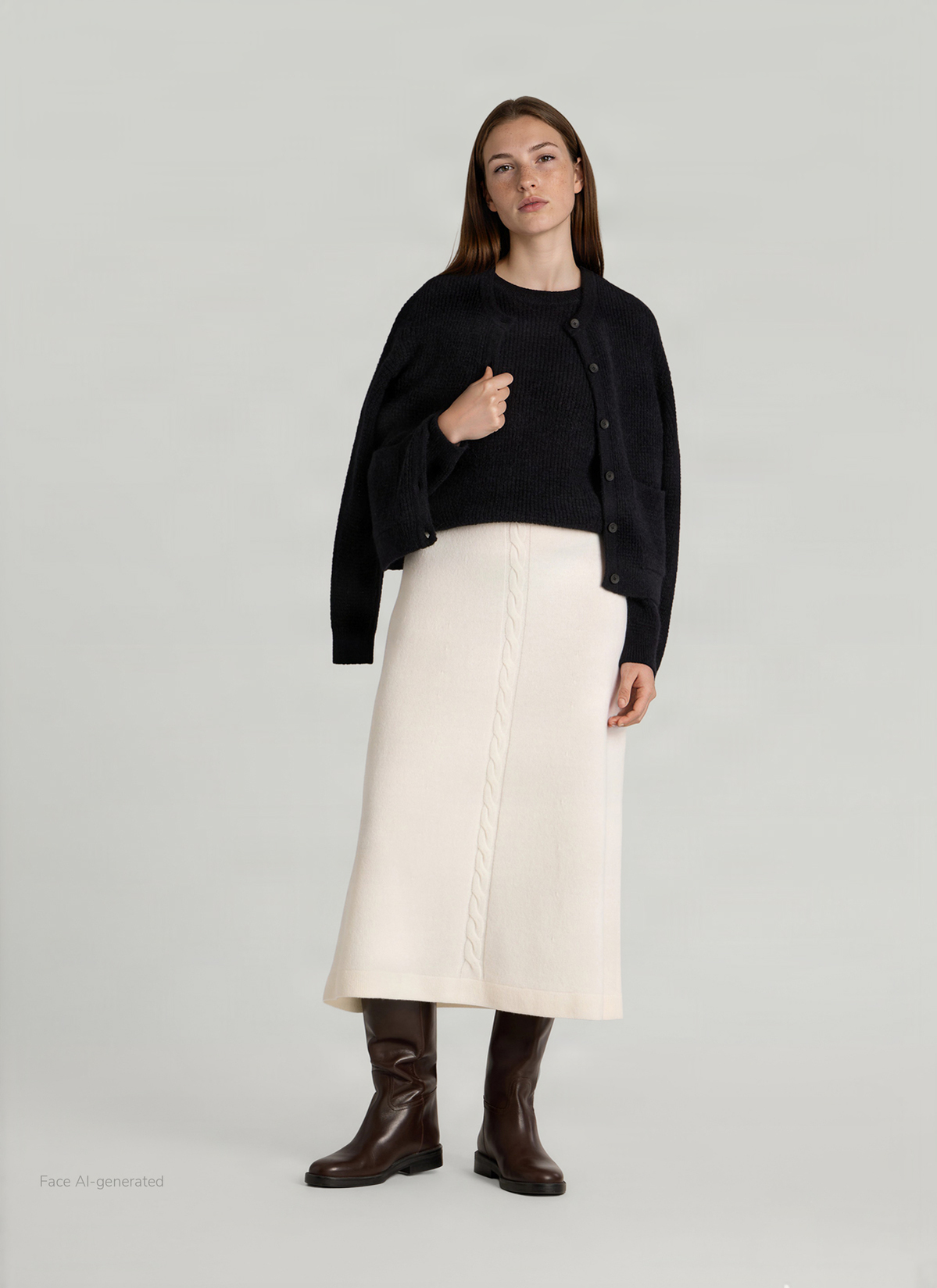 Rundhals 3/4 Arm PULLOVER, Black Detailansicht 2