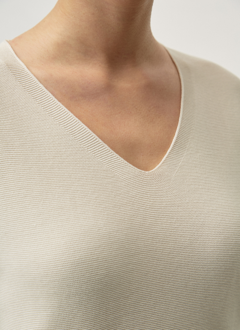 Pullover V-Ausschnitt 1/1 Arm, White Chocolate Detailansicht 2