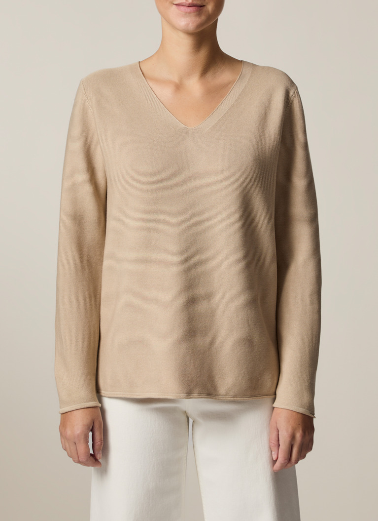 Pullover V-Ausschnitt 1/1 Arm, Beach Brown Detailansicht 1