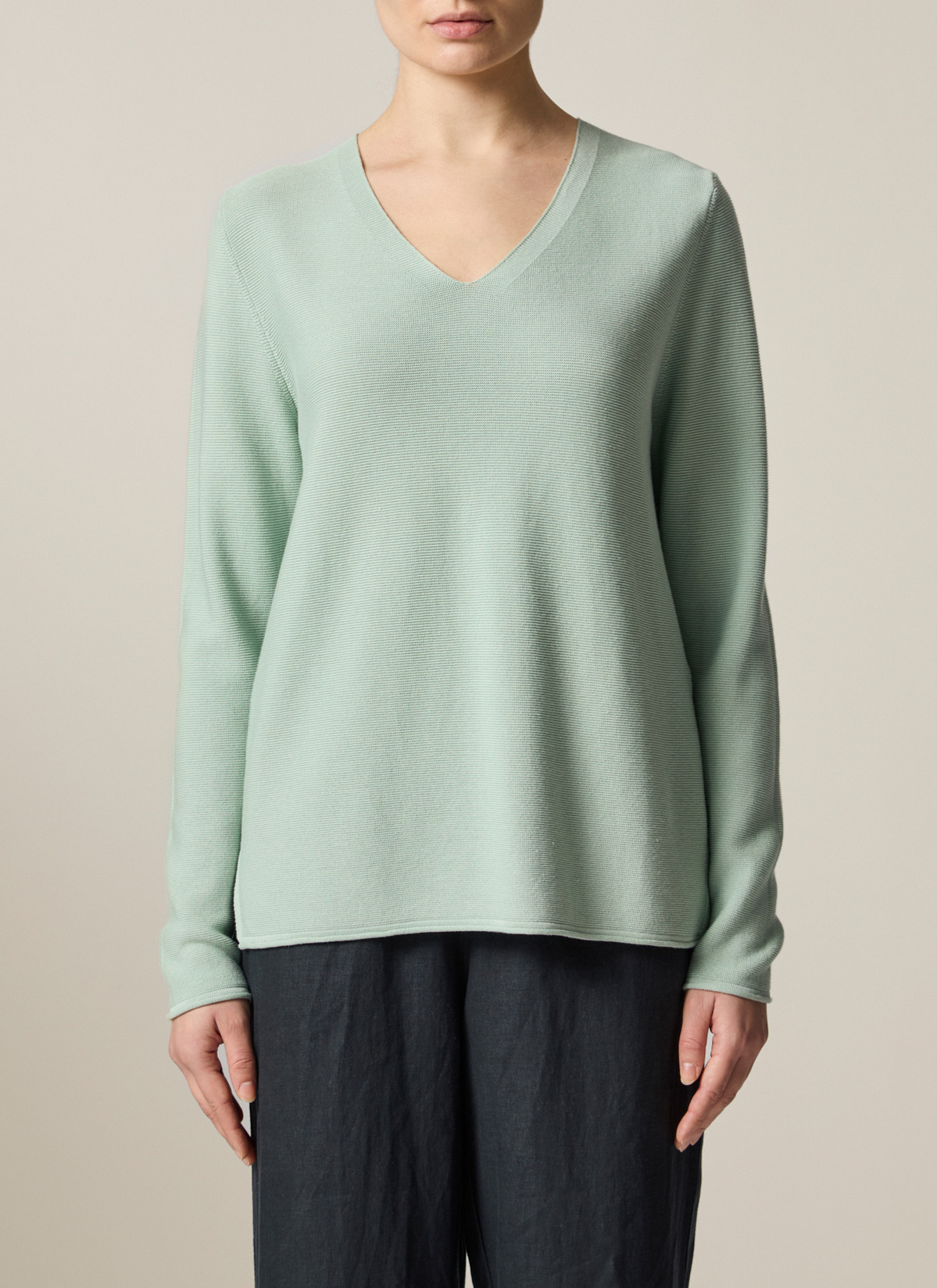 Pullover V-Ausschnitt 1/1 Arm, Light Aqua Frontansicht