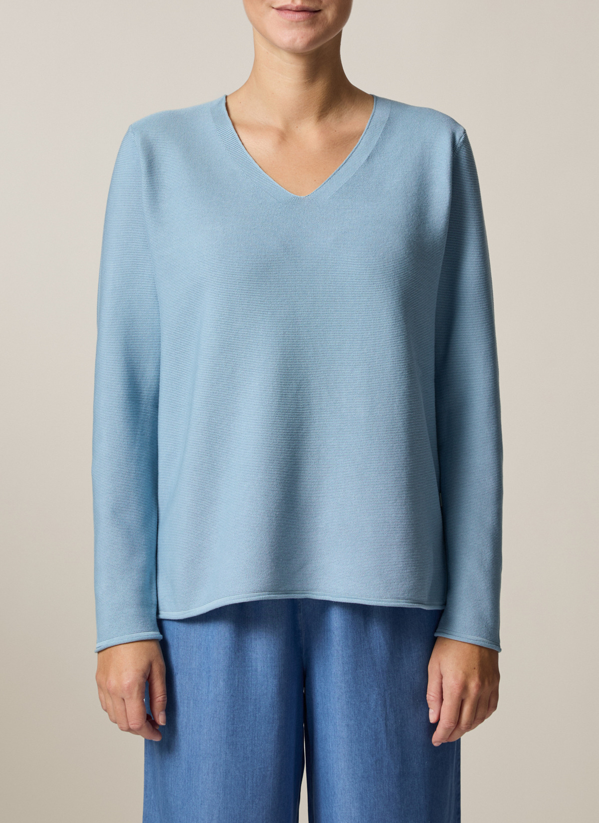 Pullover V-Ausschnitt 1/1 Arm, Sea Foam Frontansicht