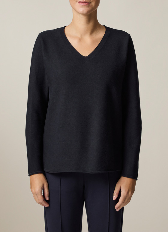 Pullover V-Ausschnitt 1/1 Arm Navy Frontansicht