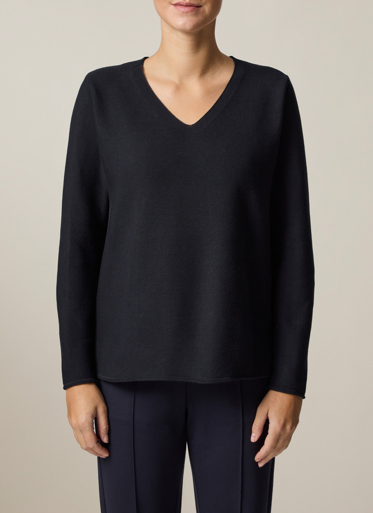 Pullover V-Ausschnitt 1/1 Arm, Navy Frontansicht