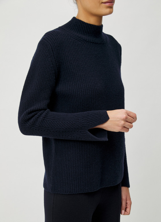 Pullover Stehkragen 1/1 Arm Navy Frontansicht