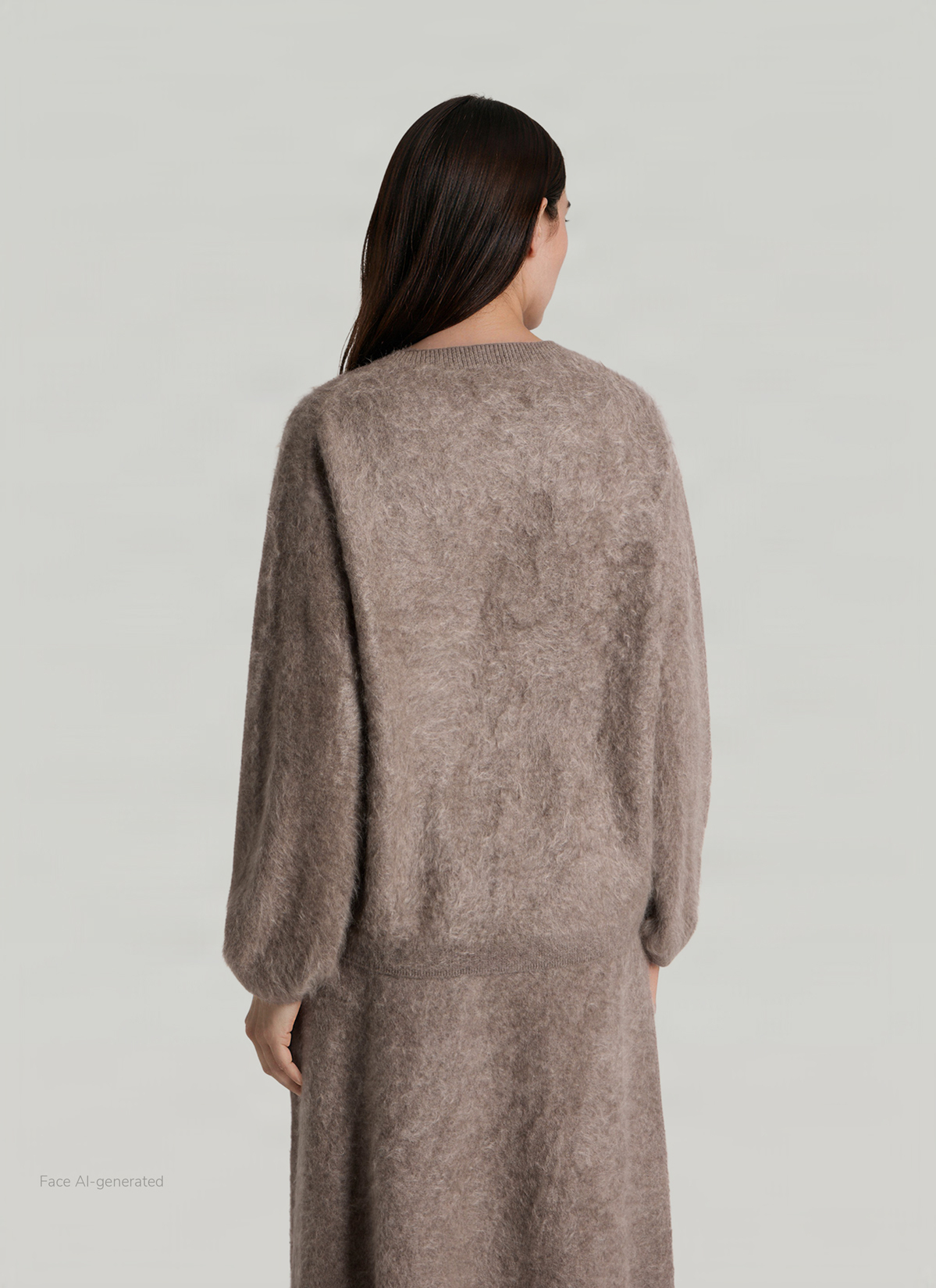 Pullover Rundhals 1/1 Arm, Taupe Grey Rückansicht