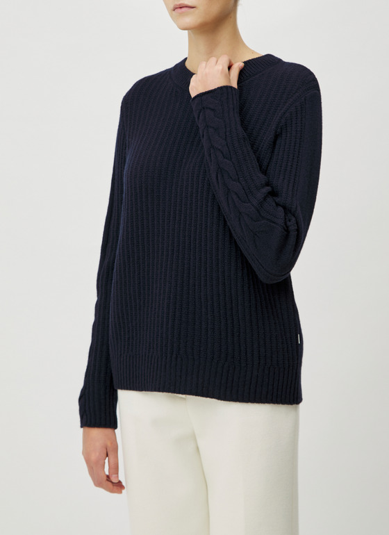 Pullover Rundhals 1/1 Arm Navy Frontansicht