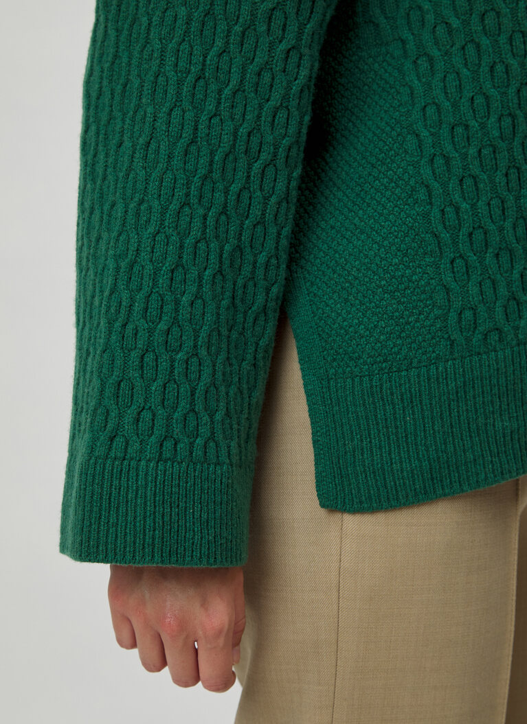 Pullover V-Ausschnitt 1/1 Arm, Bottle Green Detailansicht 2