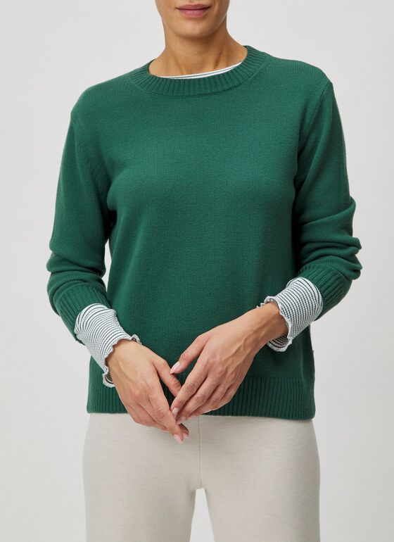 Pullover Rundhals 1/1 Arm Bottle Green Frontansicht