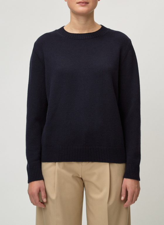 Pullover Rundhals 1/1 Arm Navy Frontansicht