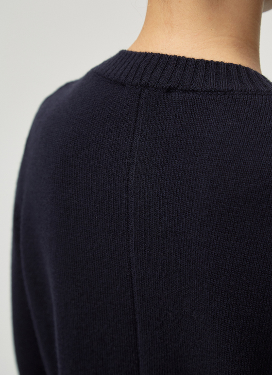 Pullover Rundhals 1/1 Arm Navy Frontansicht