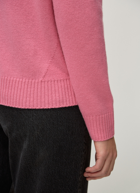 Pullover Rundhals 1/1 Arm Fuchsia Frontansicht