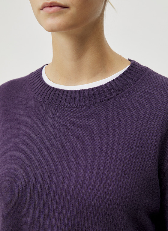 Pullover Rundhals 1/1 Arm Aubergine Frontansicht