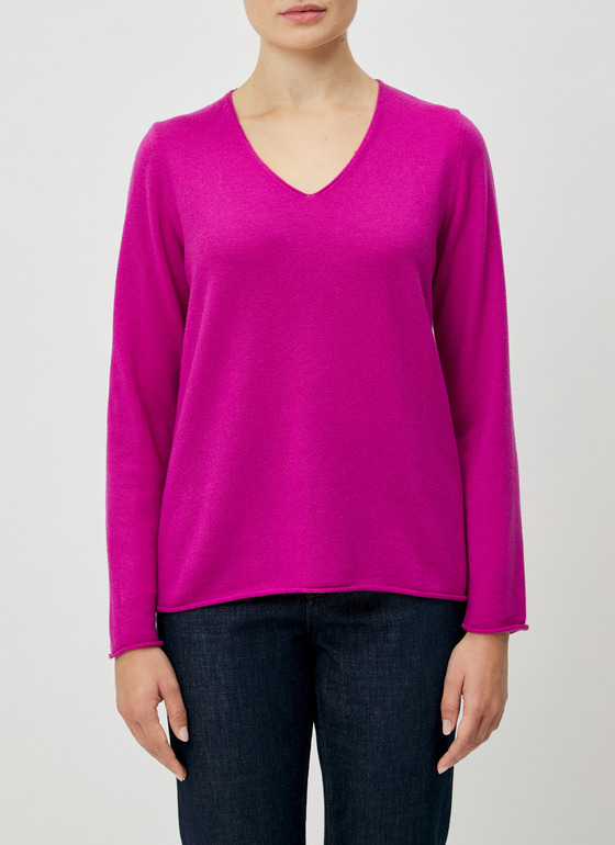 Pullover V-Ausschnitt 1/1 Arm Vivid Orchid Frontansicht