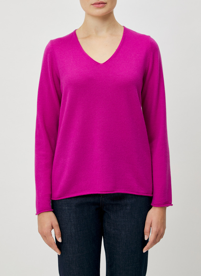 Pullover V-Ausschnitt 1/1 Arm, Vivid Orchid Detailansicht 1