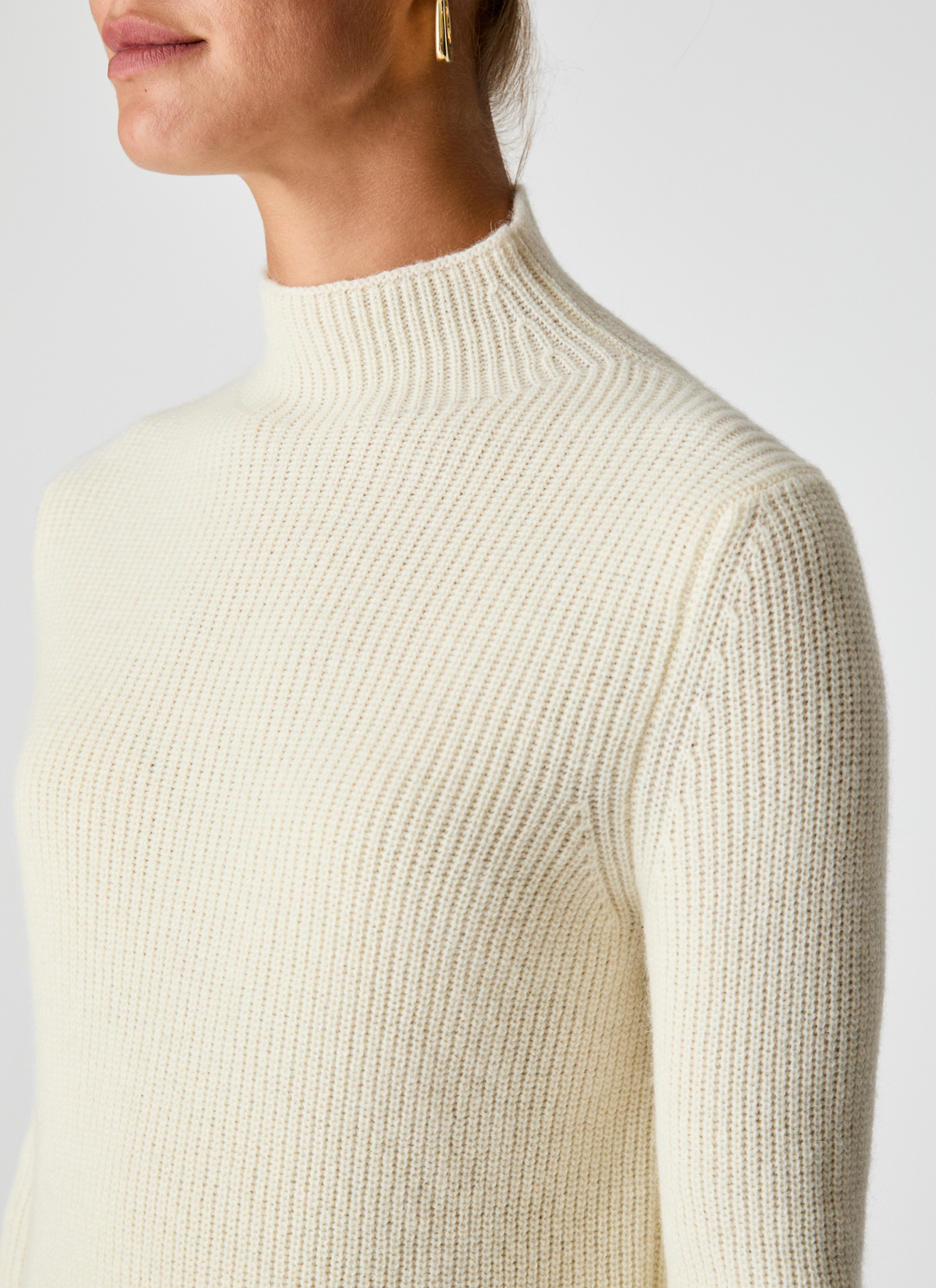 Pullover Stehkragen 1/1 Arm, New White Detailansicht 2