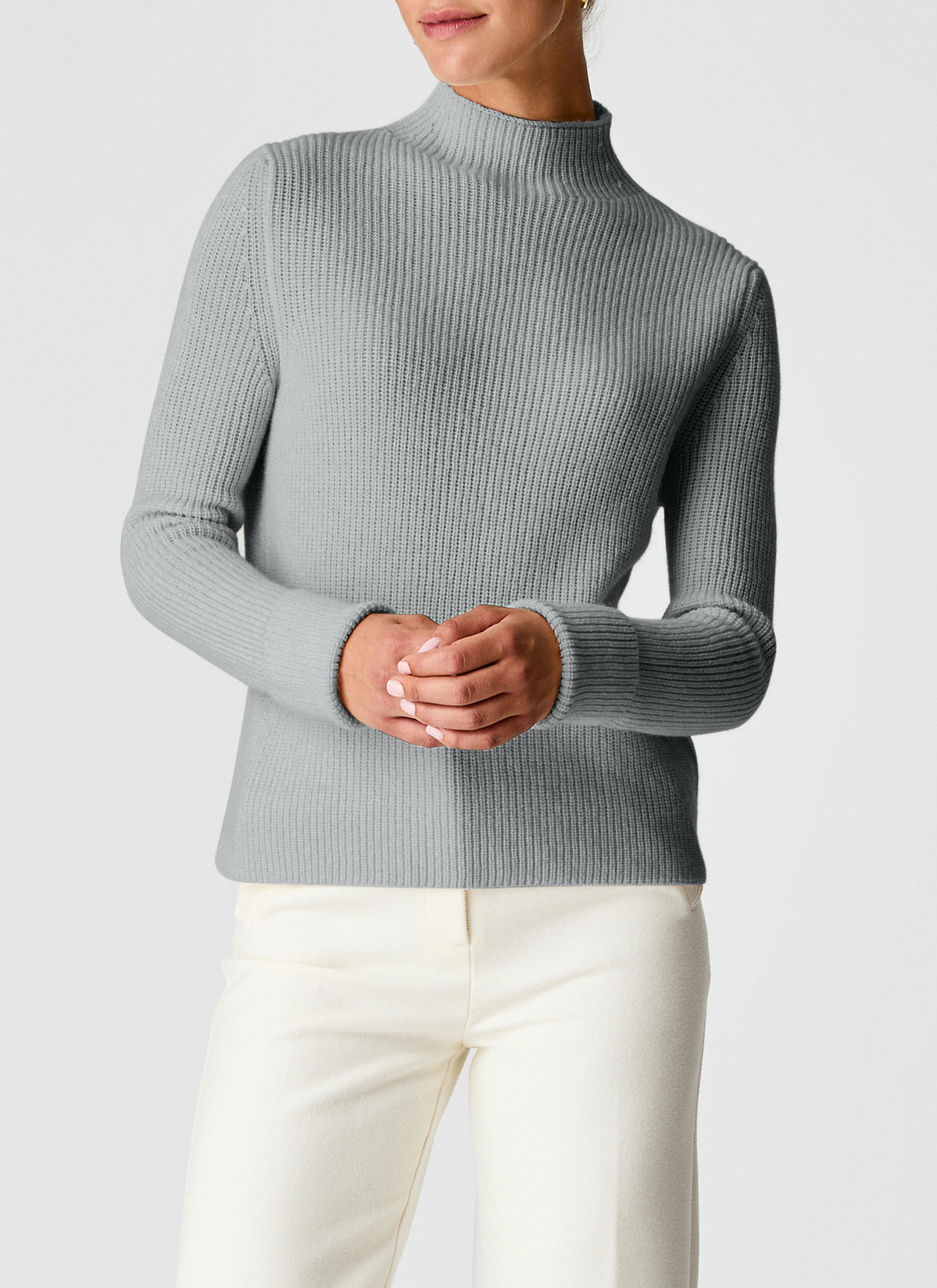 Pullover Stehkragen 1/1 Arm, Granite Grey Frontansicht