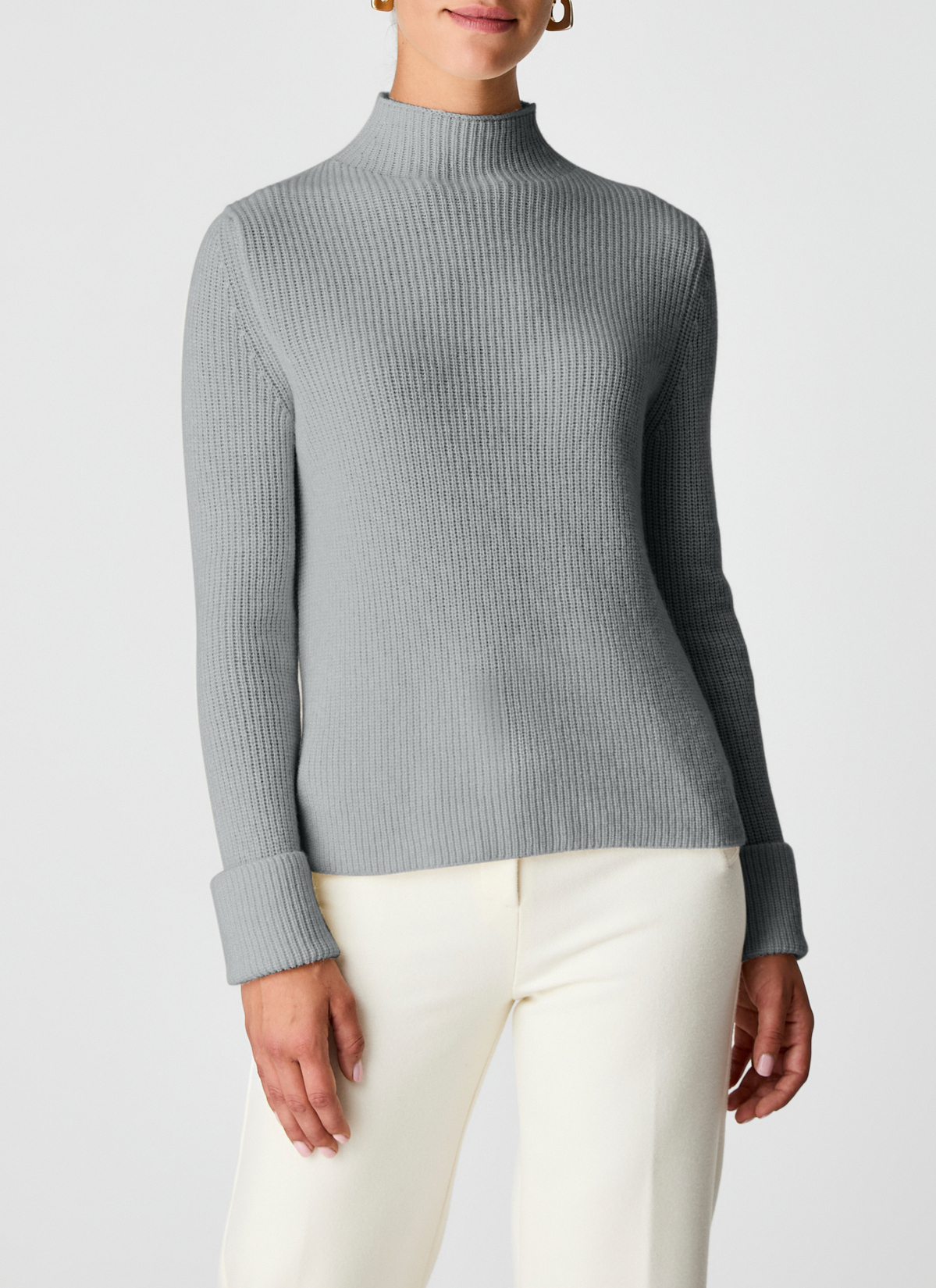 Pullover Stehkragen 1/1 Arm, Granite Grey Detailansicht 1