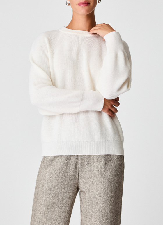 Pullover Rundhals 1/1 Arm New White Frontansicht