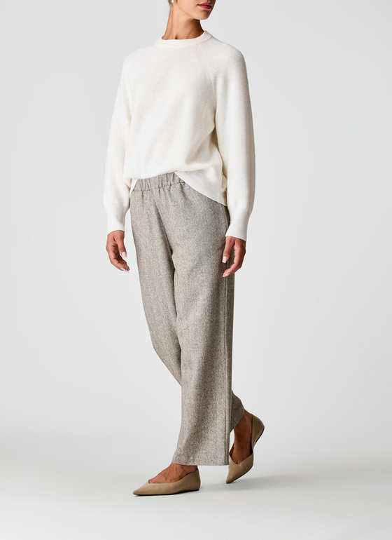 Pullover Rundhals 1/1 Arm New White Frontansicht