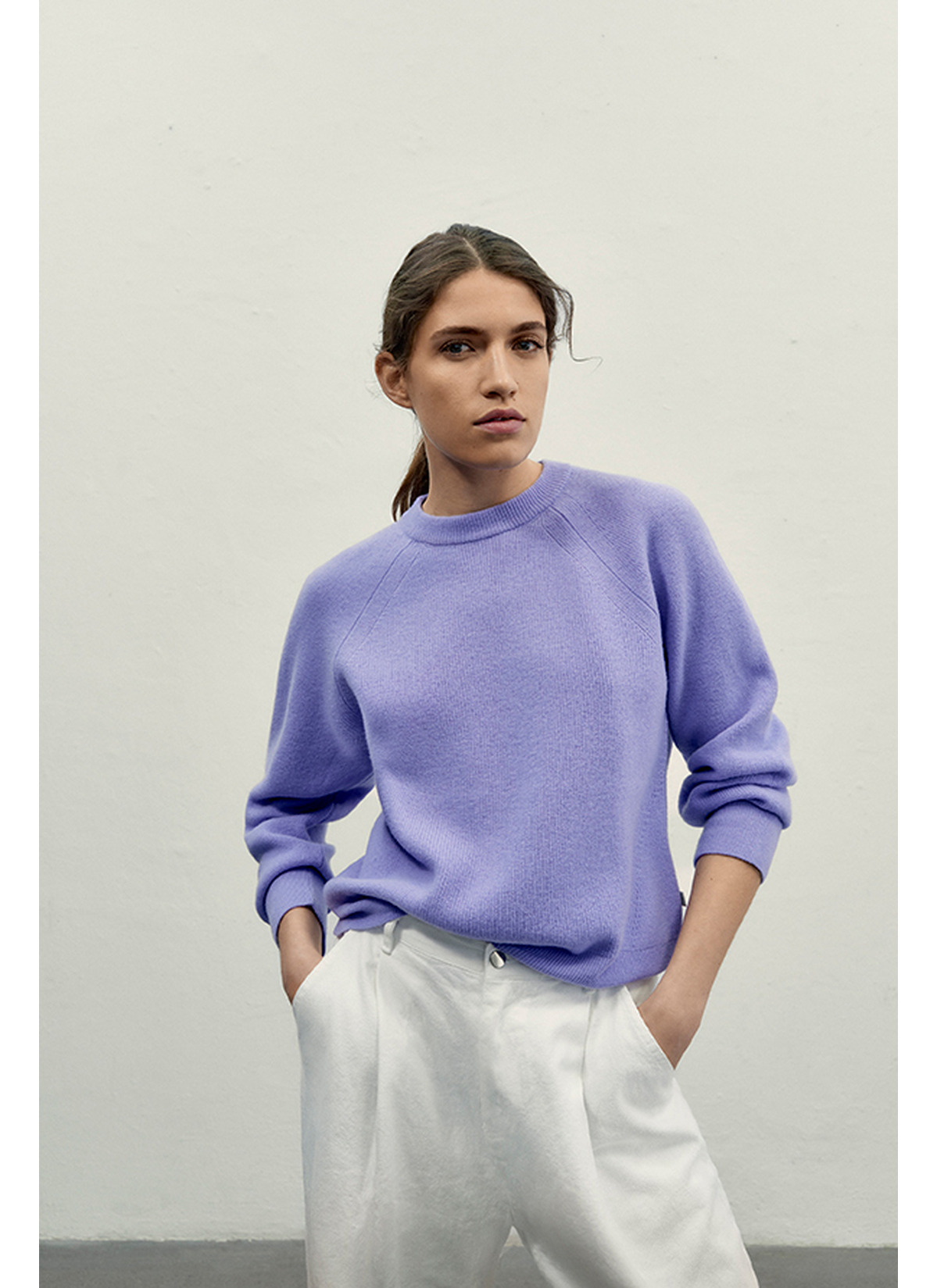 Pullover Rundhals 1/1 Arm, Frosted Lavender Frontansicht
