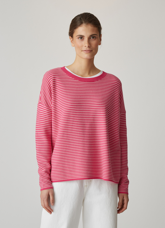 Pullover Rundhals 1/1 Arm Flush Pink Frontansicht
