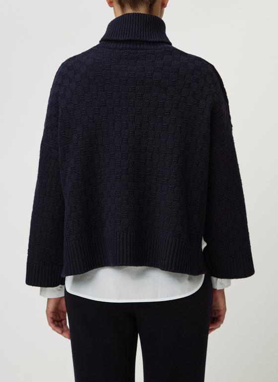 Pullover Stehkragen 1/1 Arm Navy Frontansicht
