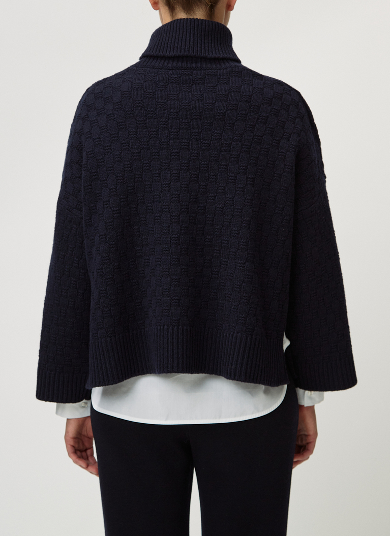 Pullover Stehkragen 1/1 Arm, Navy Rückansicht