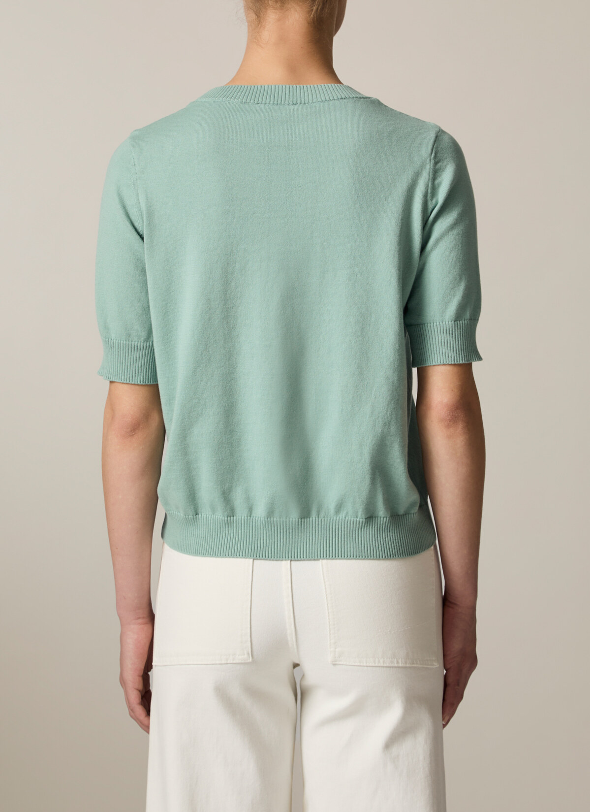 Pullover Rundhals 1/2 Arm, Light Aqua Rückansicht