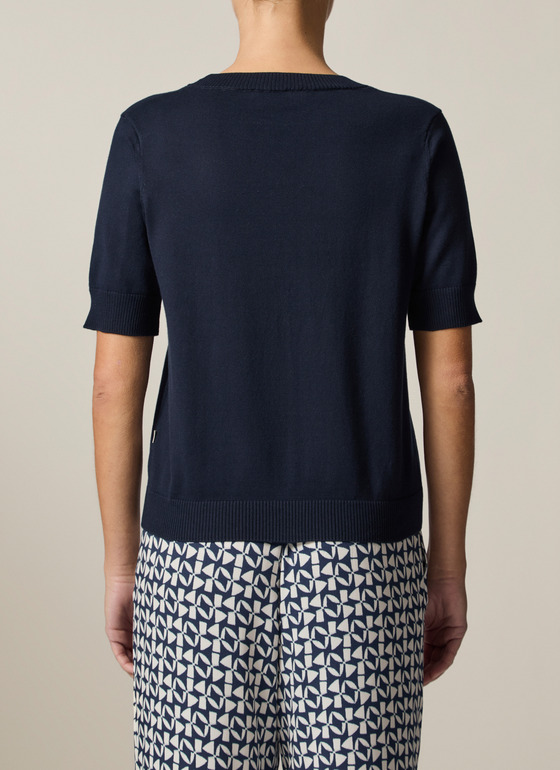 Pullover Rundhals 1/2 Arm Navy Frontansicht