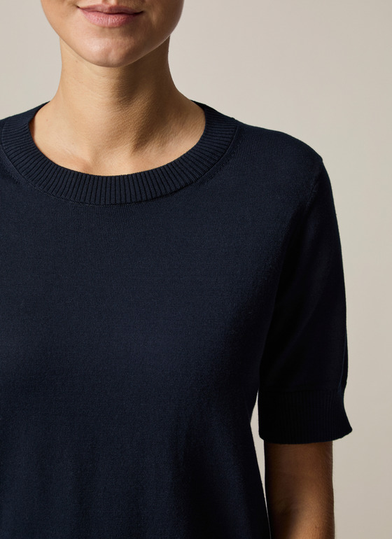 Pullover Rundhals 1/2 Arm Navy Frontansicht