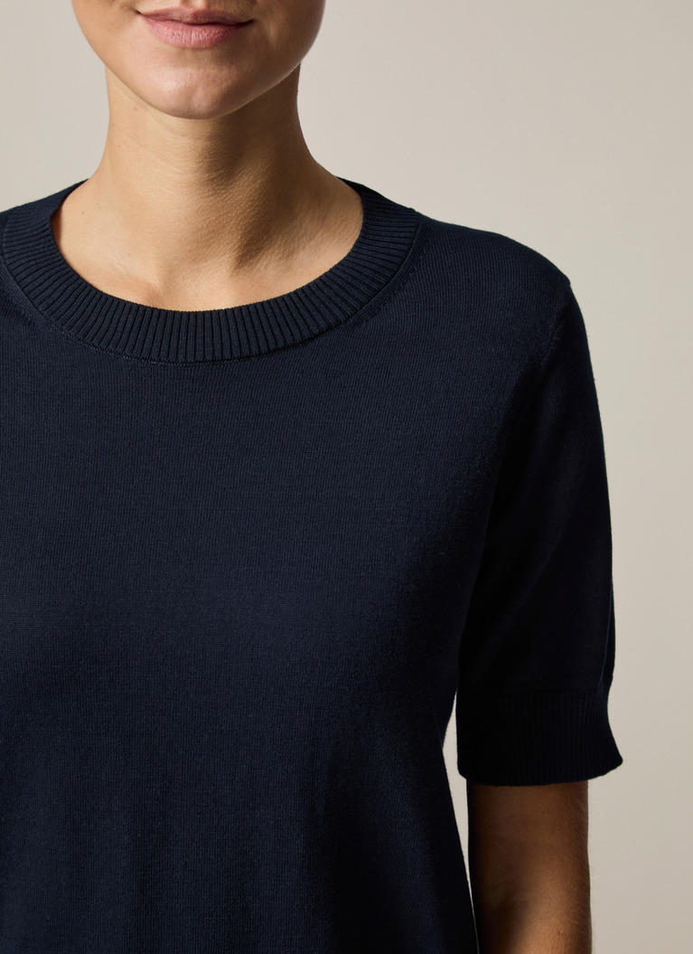 Pullover Rundhals 1/2 Arm, Navy Detailansicht 1