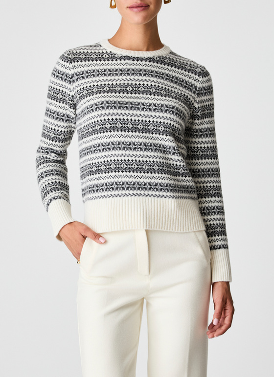 Pullover Rundhals 1/1 Arm New White Frontansicht