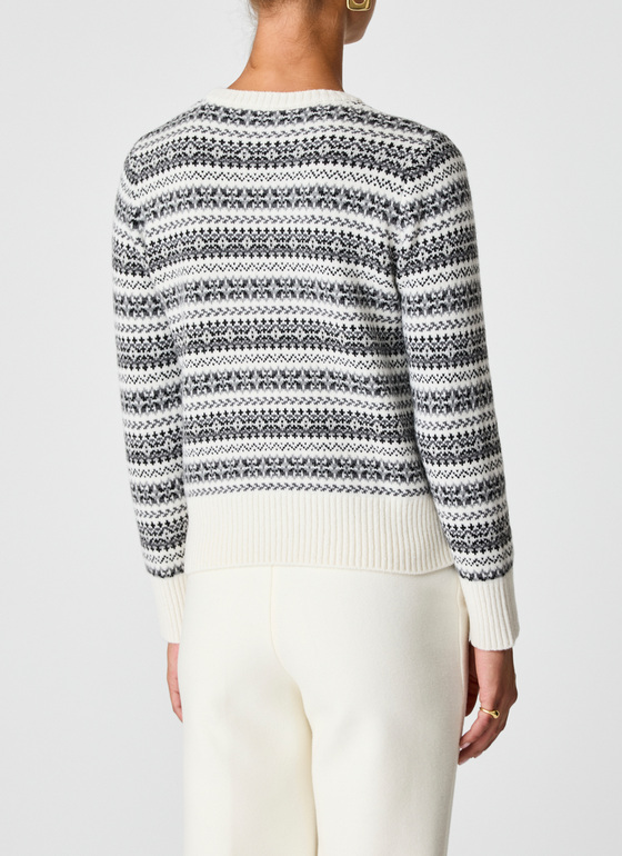 Pullover Rundhals 1/1 Arm New White Frontansicht
